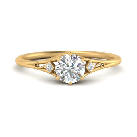 Round Cut Three Stone Engagement Ring