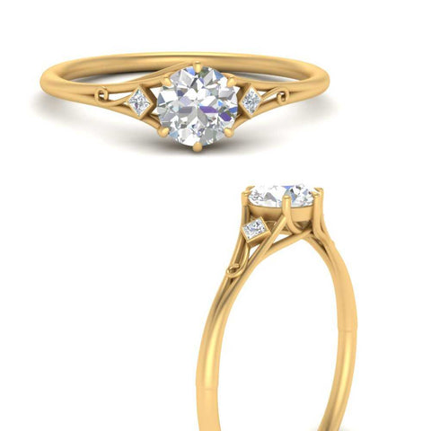 Round Cut Three Stone Engagement Ring