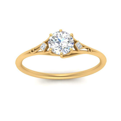 Round Cut Three Stone Engagement Ring