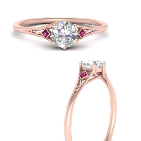 Round Cut Three Stone Engagement Ring