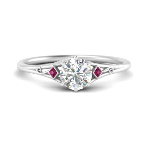 Round Cut Three Stone Engagement Ring