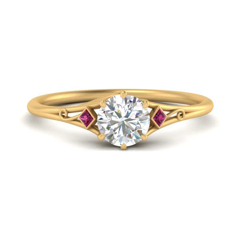Round Cut Three Stone Engagement Ring