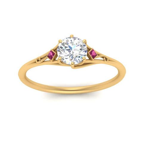 Round Cut Three Stone Engagement Ring