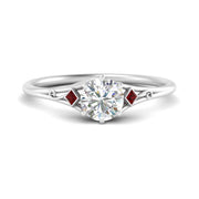 Round Cut Three Stone Engagement Ring