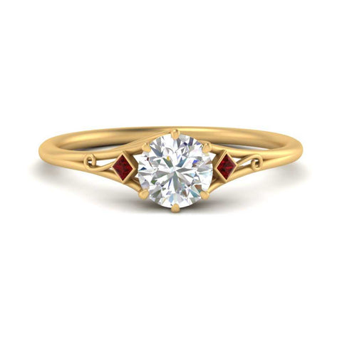 Round Cut Three Stone Engagement Ring