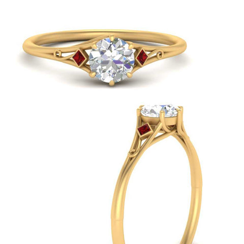 Round Cut Three Stone Engagement Ring