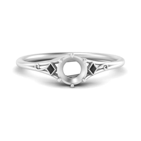 Bezel Three Stone Semi Mount Engagement Ring