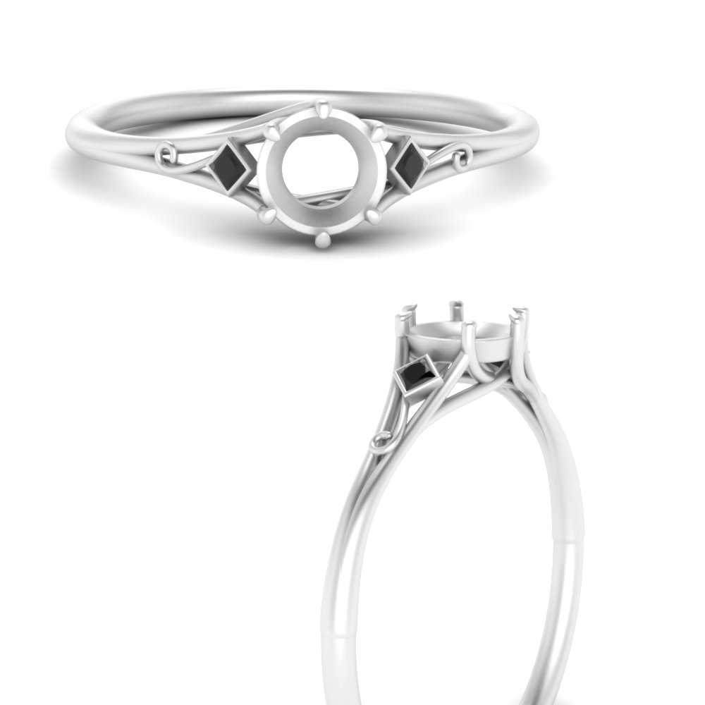 Bezel Three Stone Semi Mount Engagement Ring