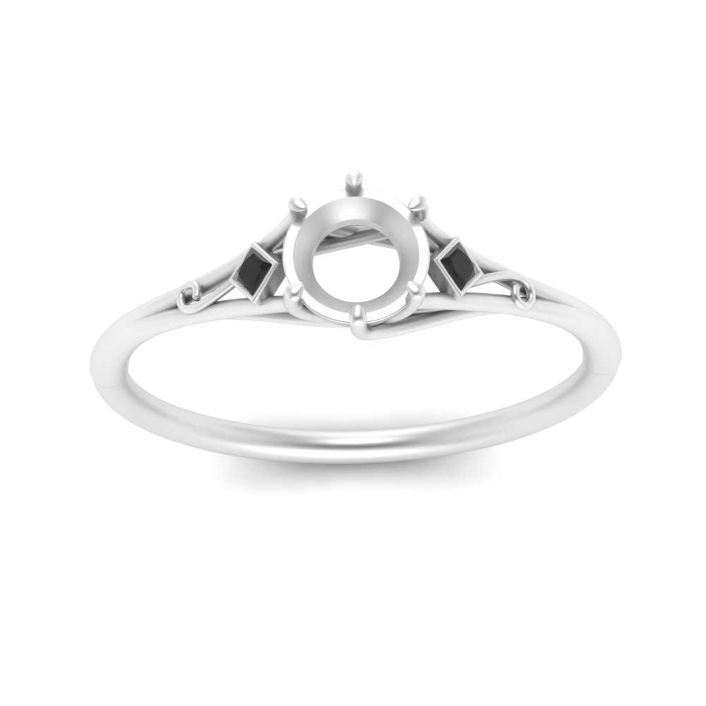Bezel Three Stone Semi Mount Engagement Ring