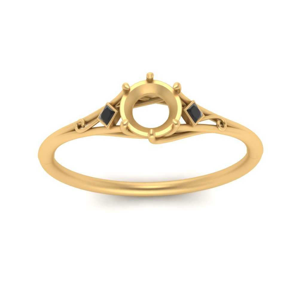 Bezel Three Stone Semi Mount Engagement Ring