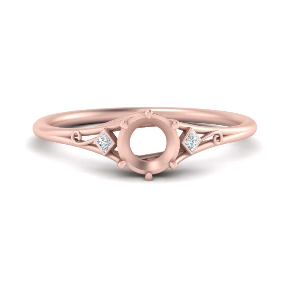 Bezel Three Stone Semi Mount Engagement Ring