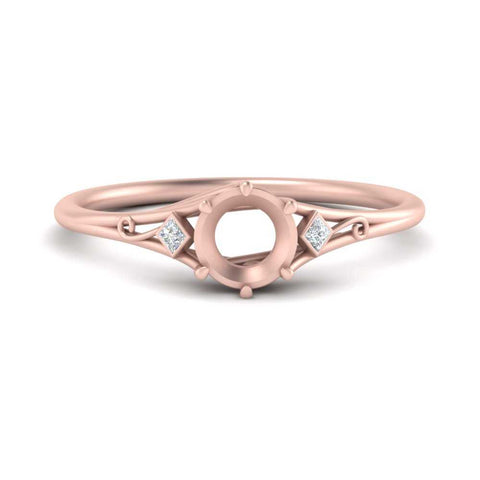 Bezel Three Stone Semi Mount Engagement Ring