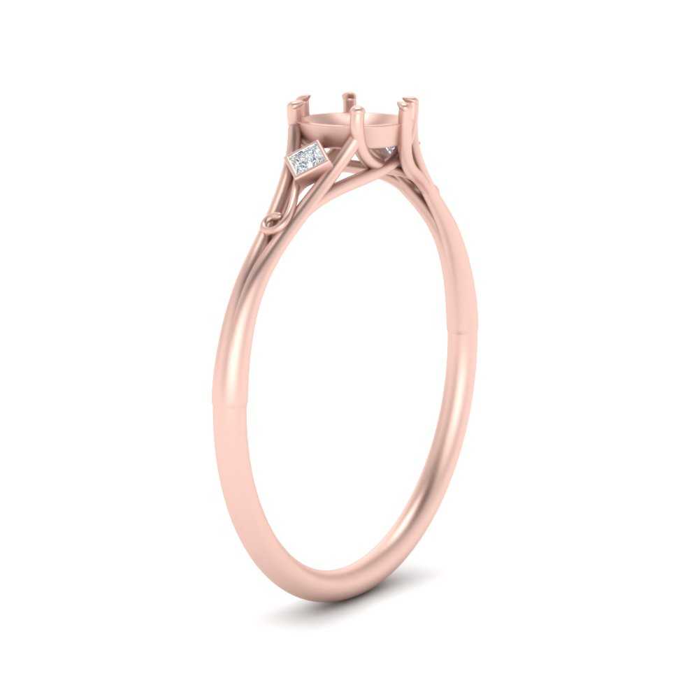 Bezel Three Stone Semi Mount Engagement Ring