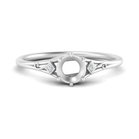 Bezel Three Stone Semi Mount Engagement Ring