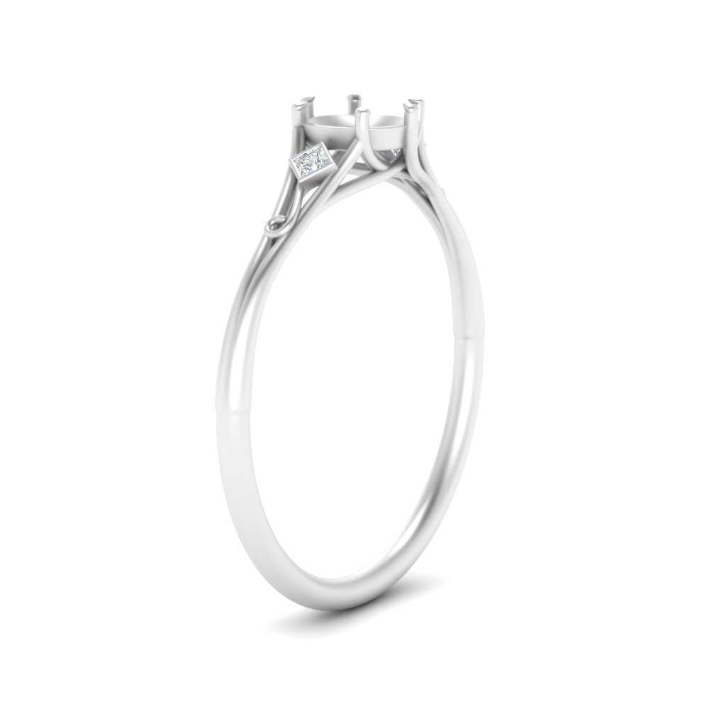 Bezel Three Stone Semi Mount Engagement Ring