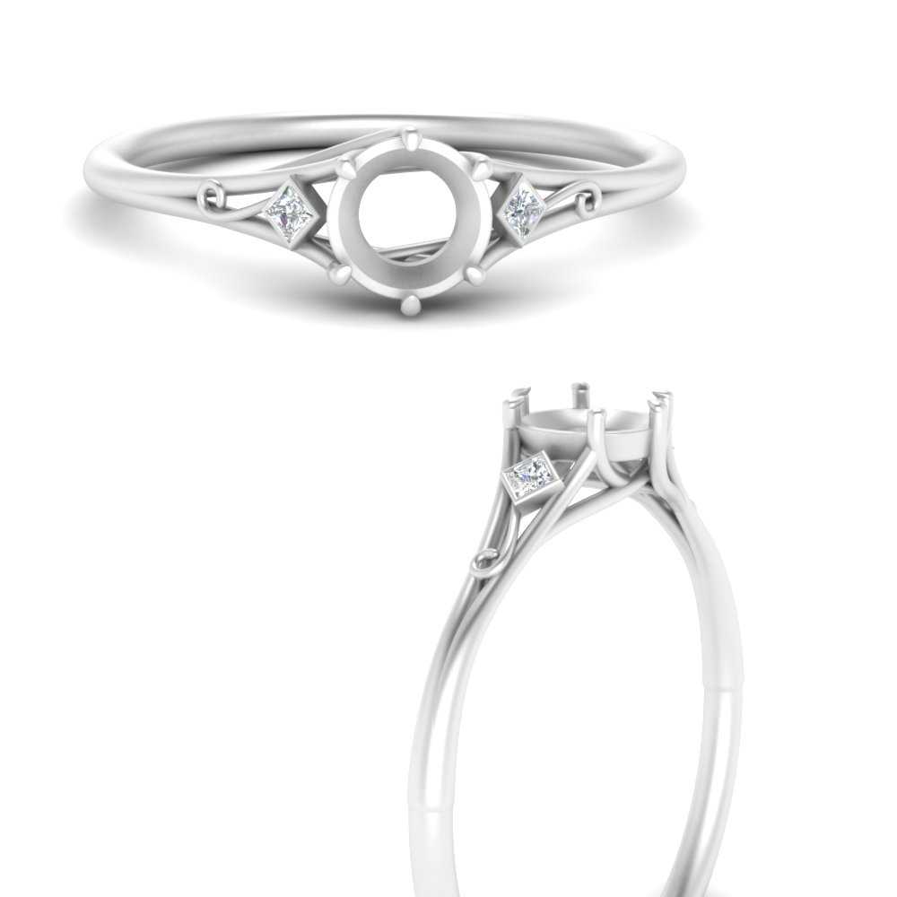 Bezel Three Stone Semi Mount Engagement Ring