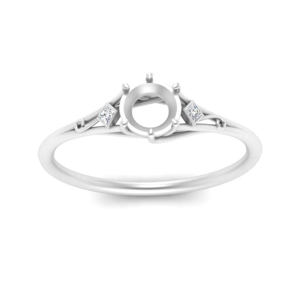 Bezel Three Stone Semi Mount Engagement Ring