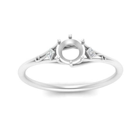 Bezel Three Stone Semi Mount Engagement Ring