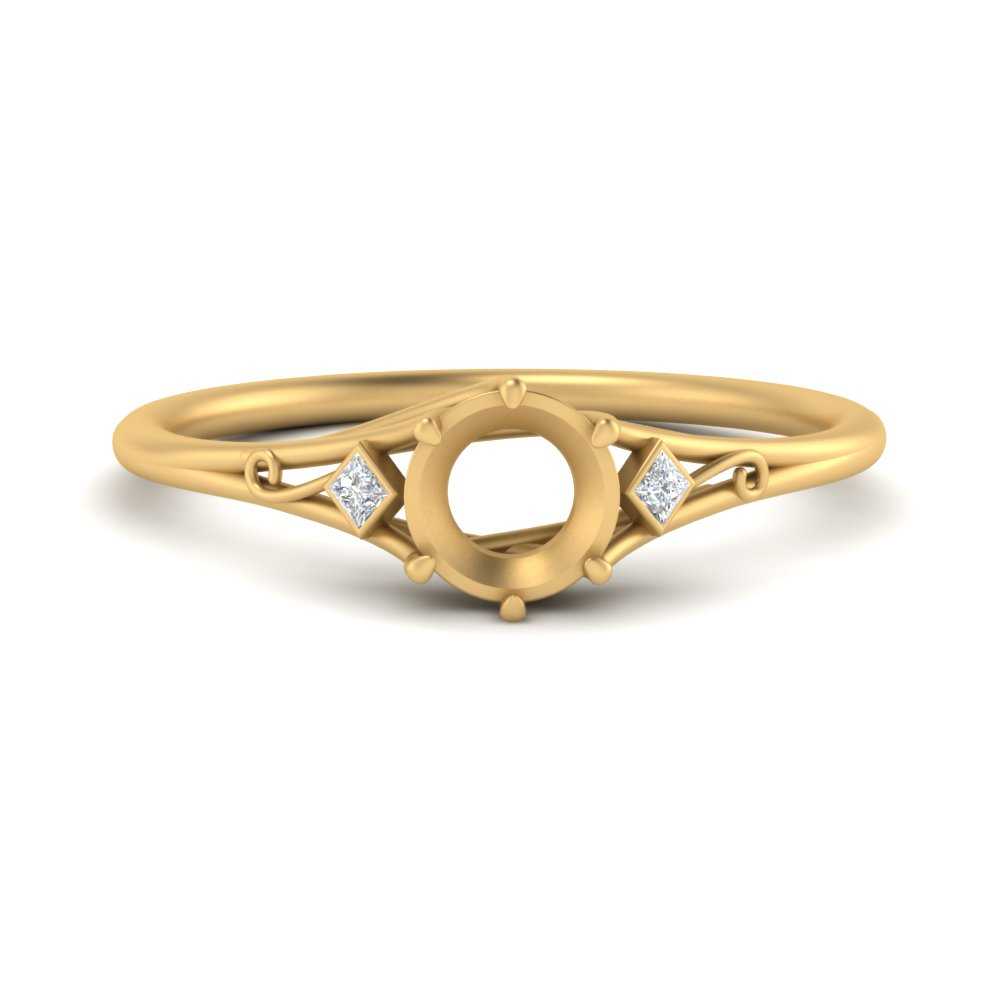 Bezel Three Stone Semi Mount Engagement Ring