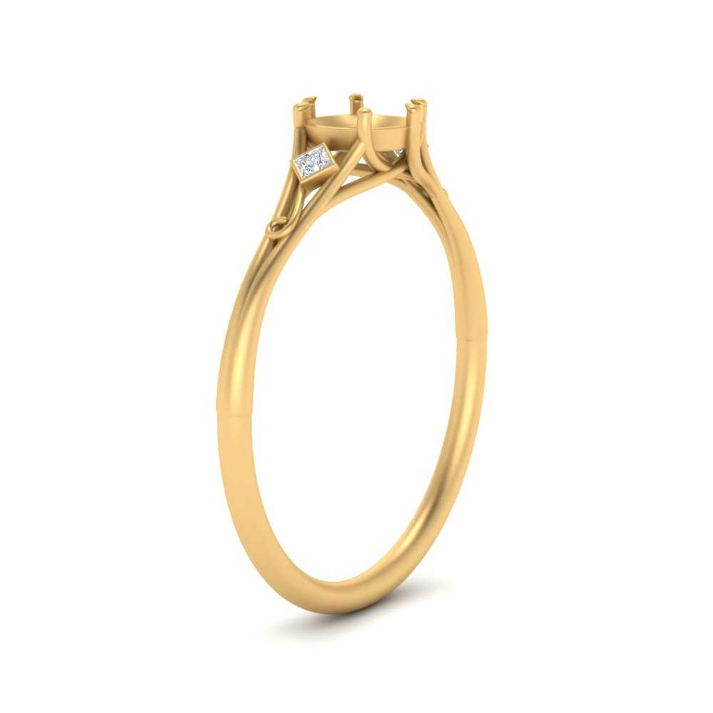 Bezel Three Stone Semi Mount Engagement Ring