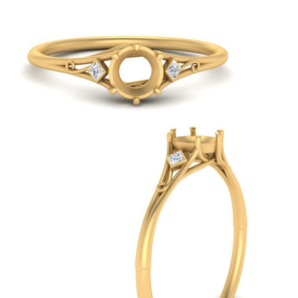 Bezel Three Stone Semi Mount Engagement Ring
