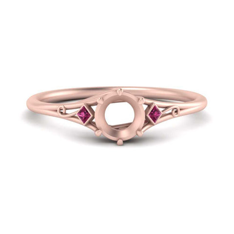 Bezel Three Stone Semi Mount Engagement Ring