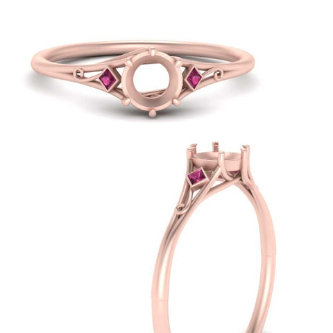 Bezel Three Stone Semi Mount Engagement Ring