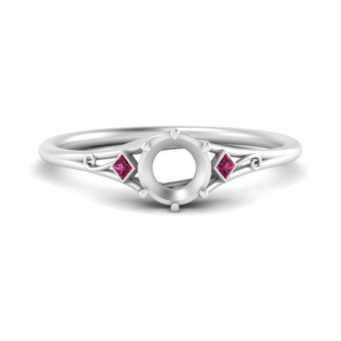 Bezel Three Stone Semi Mount Engagement Ring