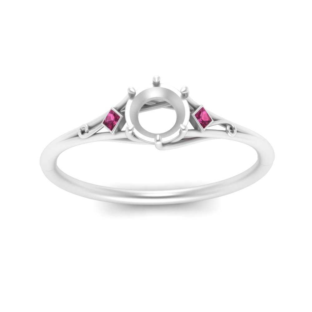 Bezel Three Stone Semi Mount Engagement Ring