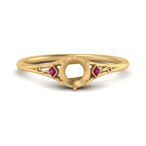 Bezel Three Stone Semi Mount Engagement Ring