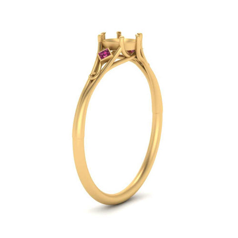 Bezel Three Stone Semi Mount Engagement Ring