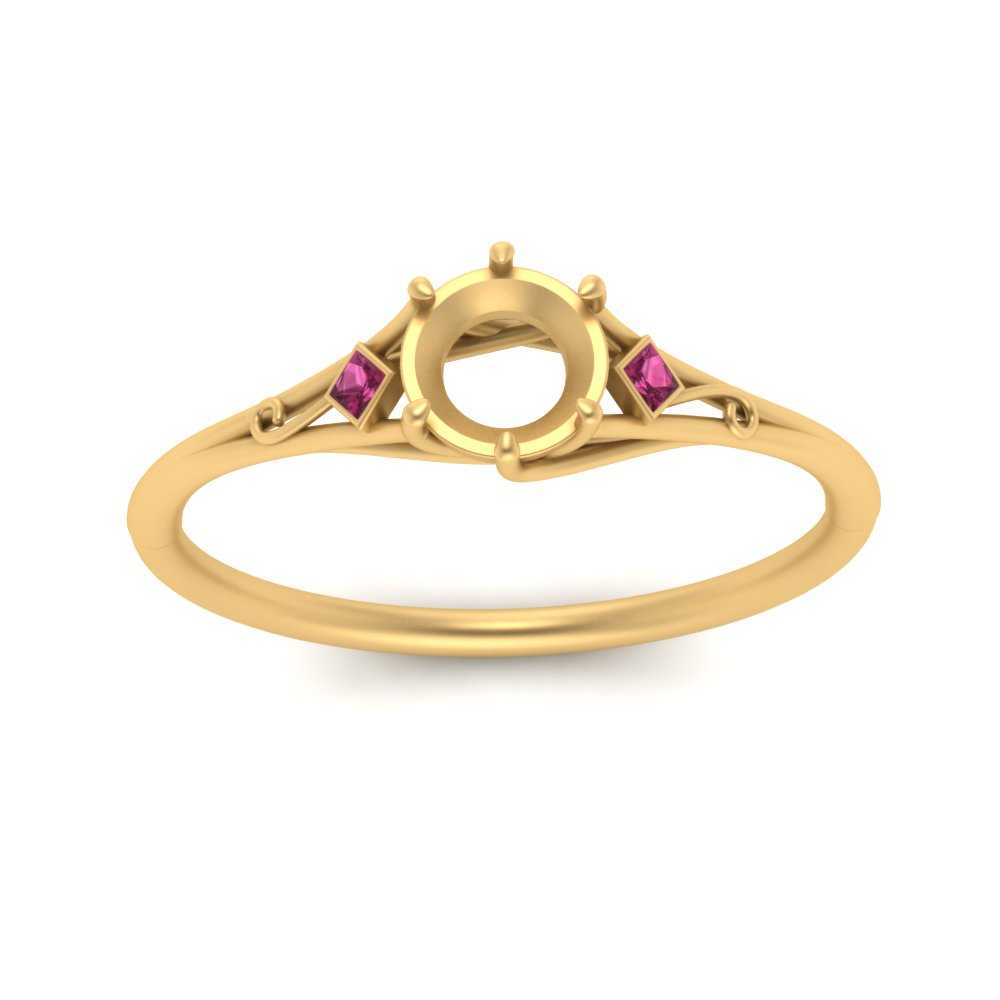 Bezel Three Stone Semi Mount Engagement Ring