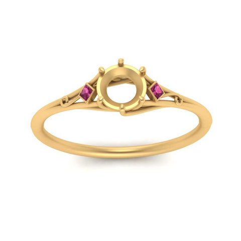 Bezel Three Stone Semi Mount Engagement Ring