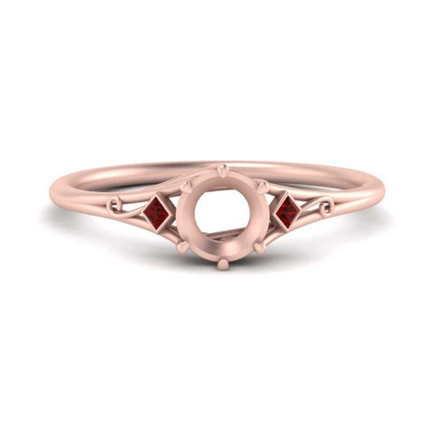 Bezel Three Stone Semi Mount Engagement Ring