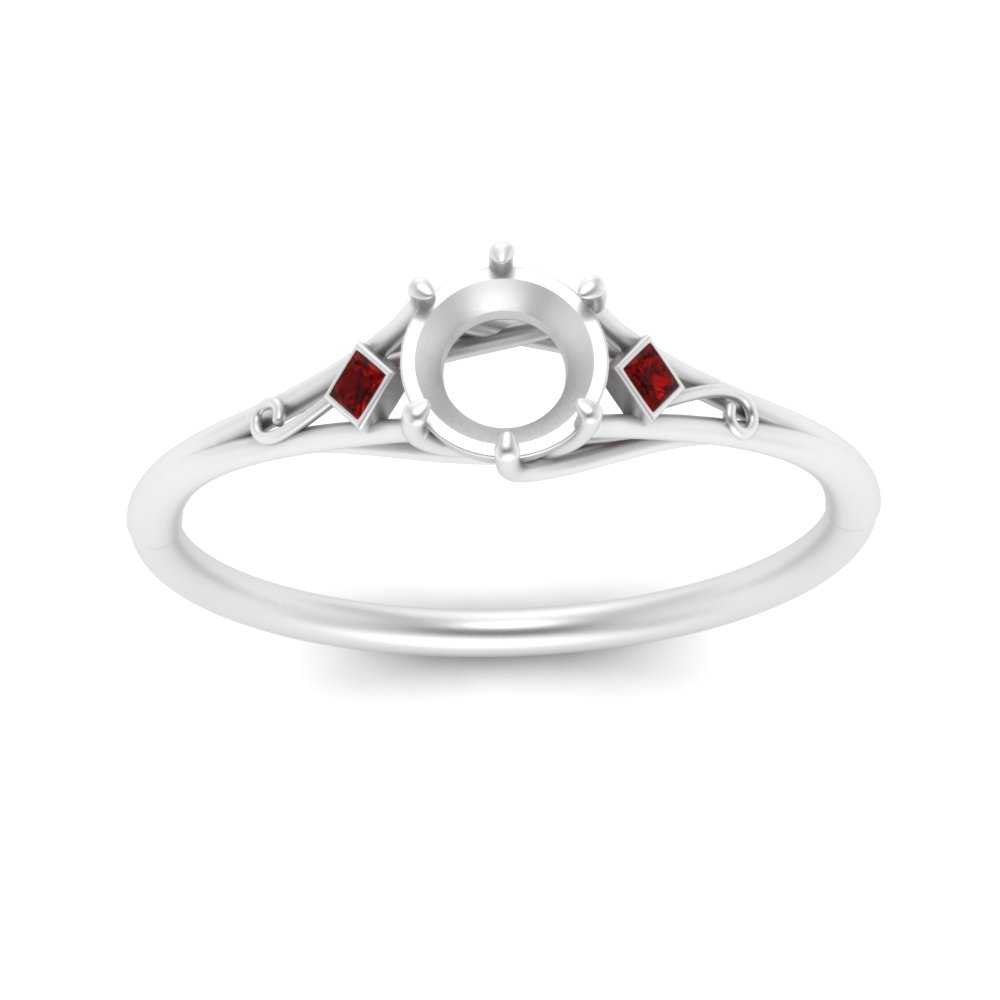 Bezel Three Stone Semi Mount Engagement Ring