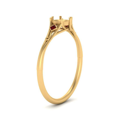 Bezel Three Stone Semi Mount Engagement Ring