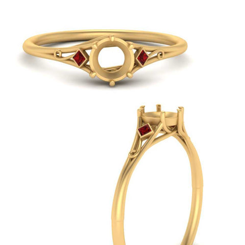 Bezel Three Stone Semi Mount Engagement Ring