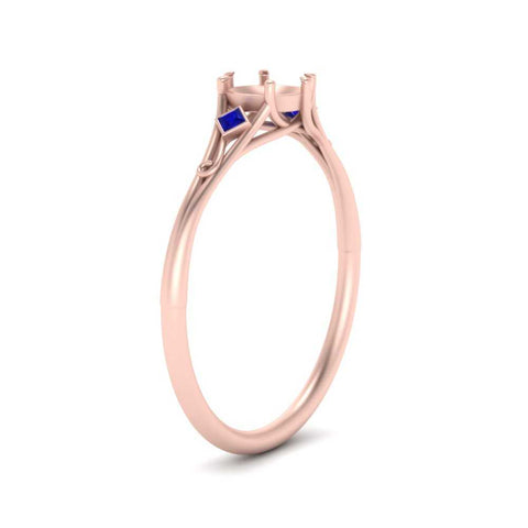 Bezel Three Stone Semi Mount Engagement Ring