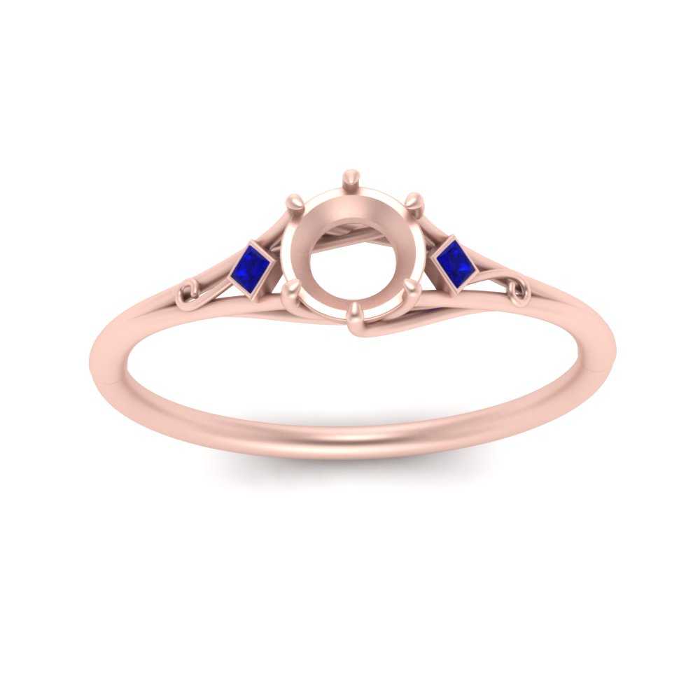 Bezel Three Stone Semi Mount Engagement Ring