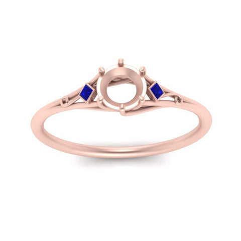 Bezel Three Stone Semi Mount Engagement Ring