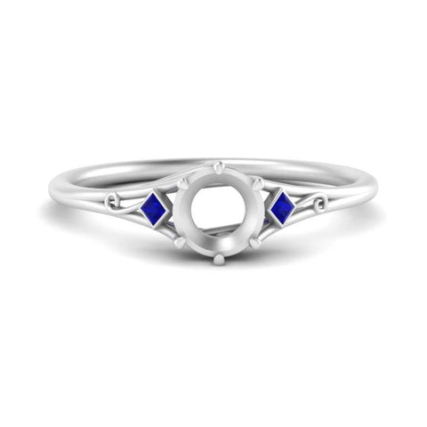 Bezel Three Stone Semi Mount Engagement Ring
