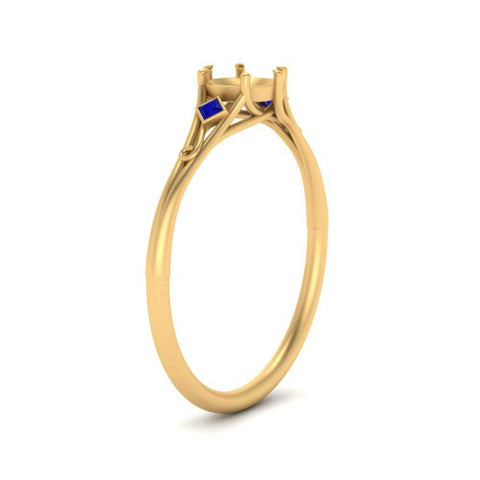 Bezel Three Stone Semi Mount Engagement Ring