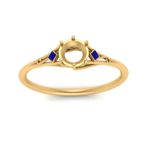 Bezel Three Stone Semi Mount Engagement Ring