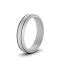Thumbnail 3 - Beveled Inlay Mens Wedding Band