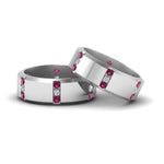 Load image into Gallery viewer, beveled-gay-diamond-ring-with-pink-sapphire-in-14K-white-gold-FDLG8113BGSADRPI-NL-WG
