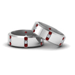 Load image into Gallery viewer, beveled-gay-diamond-ring-with-ruby-in-950-Platinum-FDLG8113BGRUDR-NL-WG
