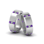 Load image into Gallery viewer, beveled-gay-diamond-ring-with-violac-topaz-in-950-Platinum-FDLG8113BGVITO-NL-WG
