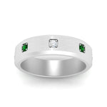 Load image into Gallery viewer, beveled-mens-emerald-anniversary-band-in-white-gold-fd10394bgemgrangle5-nl-wg
