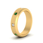 Load image into Gallery viewer, beveled-mens-emerald-anniversary-band-in-yellow-gold-fd10394bgemgrangle2-nl-yg

