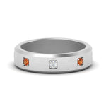 Load image into Gallery viewer, beveled-mens-orange-sapphire-anniversary-band-in-white-gold-fd10394bgsaor-nl-wg
